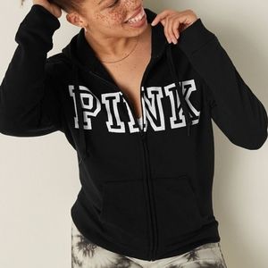 Black pink zip up Victoria secert hoodie